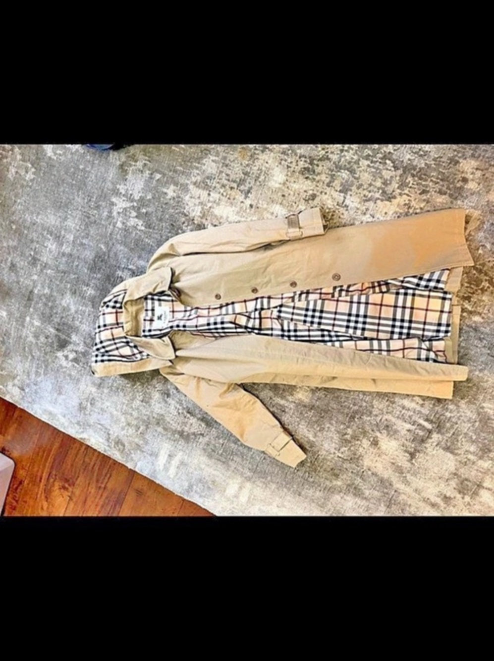 Burberry London Trench Coat Plaid Tan & Black Size Small